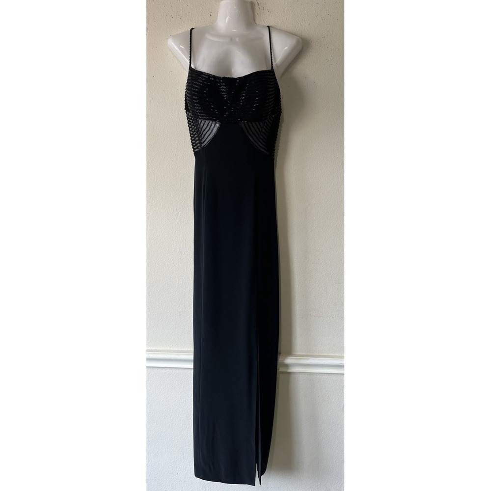 NITELINE BY DELLA ROUFOGALI  Formal Evening Blk Elegant Beaded Prom Cocktail 10